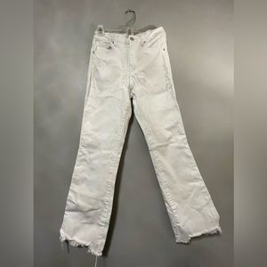White boot cut ankle jeans